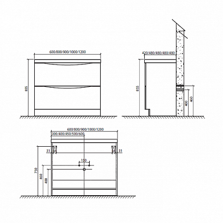 Мебель для ванной  BelBagno Ancona-N 80 bianco frassinato