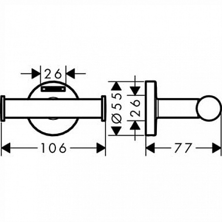 Крючок Hansgrohe Logis Universal 41725000 двойной, хром