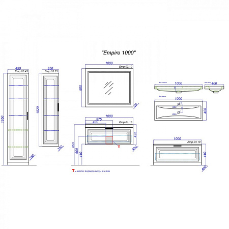 Зеркало Aqwella 5 stars Empire Emp.02.10/W 100 белое