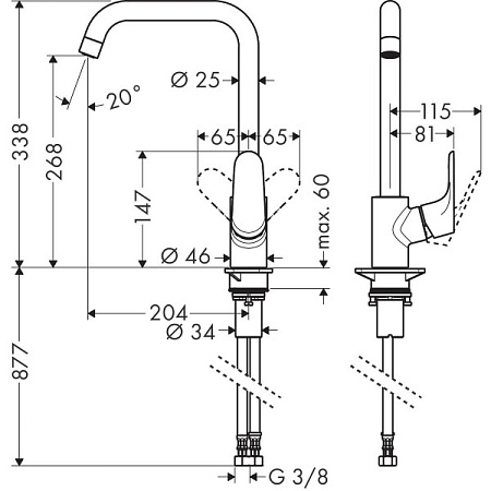 Смеситель Hansgrohe Focus 31820670 для кухонной мойки, черный матовый