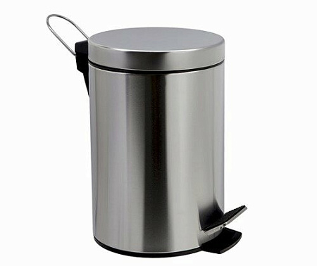 Ведро WasserKRAFT Ammer K-665 с педалью 5л, микролифт, матовый хром