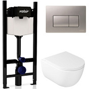 Комплект 4в1 инсталляции с WC и клавишей Valsir KIT VSCrM 7334 Slim P1 белый/хром матовый