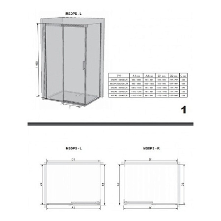 Душевой уголок Ravak Matrix MSDPS-110/80 L 0WLD4C00Z1 Transparent, хром