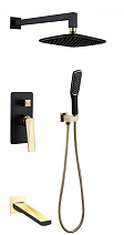 Душевой комплект Boheme Venturo 384-B-2 для ванны с душем, черный/золото