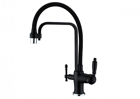 Смеситель Zorg Sanitary ZR 342-6 YF BLACK для кухонной мойки/для фильтра, черный