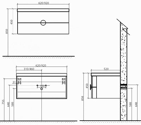 Тумба с раковиной BelBagno Senso  62 bianco lucido