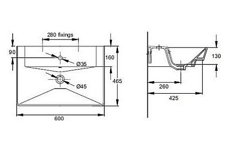 Тумба с раковиной Jacob Delafon Reve 60 см, 2 ящика, светло-коричневый