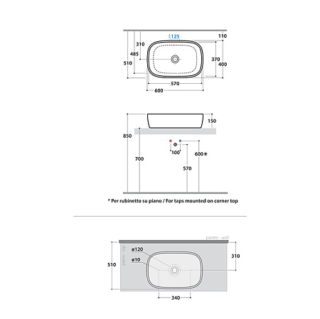 Раковина Globo Genesis GE045.BI*0 60*40 белый