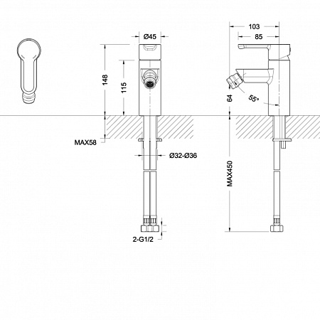 Смеситель Bravat Stream F33783C для биде хром