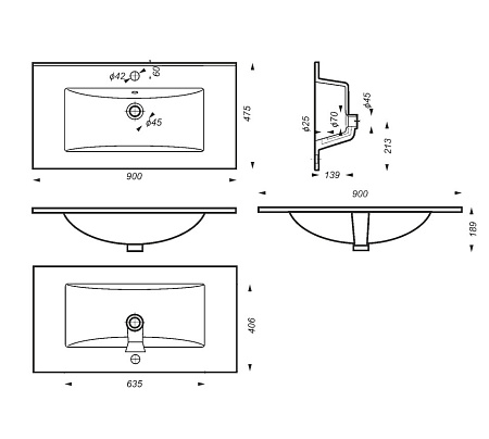 Раковина Sanita Luxe QUADRO QDR90SLWB01 90 белый