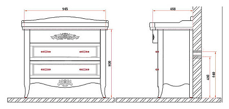 Тумба для комплекта BelBagno Primavera BB04PRIMB/PBA 95 bianco antico