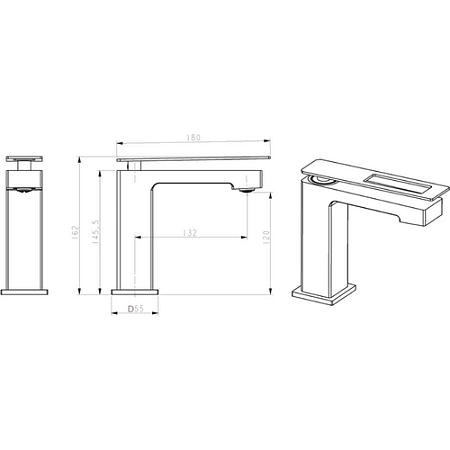 Смеситель Boheme Q 141-GUW для раковины, золото/синий