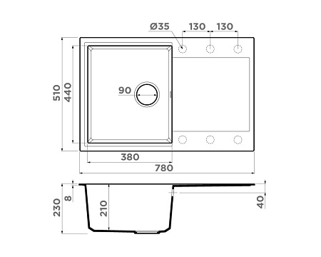 Кухонная мойка Omoikiri Daisen 78T-PL 51x78x23 платина