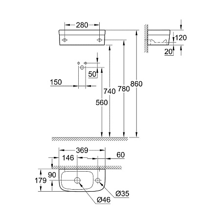 Раковина Grohe Euro 39327000 37 см