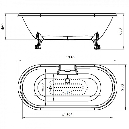 Акриловая ванна Radomir Леонесса 1-01-4-0-9-138 175х80 на ножках "лилия" Bronze