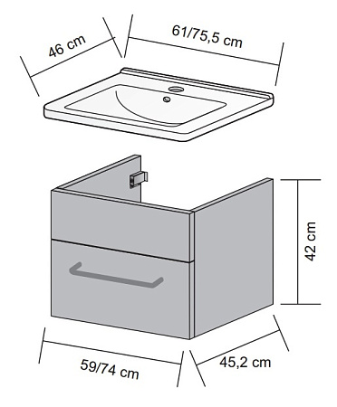 Тумба с раковиной Dreja Aston 75 дуб fc
