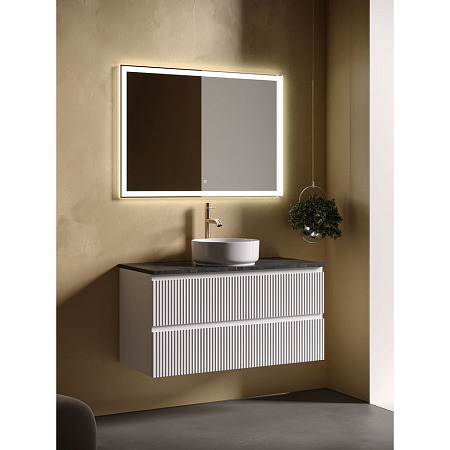 Мебель для ванной со столешницей Sancos Snob R 100 SNR100W+TT100A1X Bianco/Black Sky