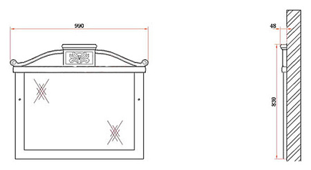 Зеркало BelBagno Primavera BB45S/PBA 100 bianco antico