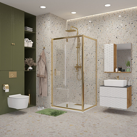 Душевой уголок Niagara Nova NG-43-11AG-A80G 110x80x190 стекло прозрачное/профиль холодное золото