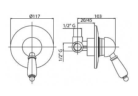 Смеситель Cezares Elite ELITE-DIM-01-Bi для душа