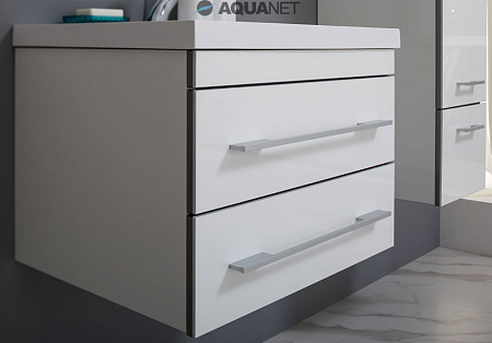 Тумба под раковину Aquanet Верона 00176667 58 белая, подвесная, 2 ящика
