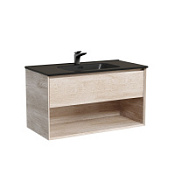 Тумба с раковиной Sancos Marmi 1.0 MR1.090EG 90 дуб галифакс натуральный/черный