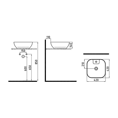 Раковина Bien Motto MTLG04201FD1W5000 42х42 белый