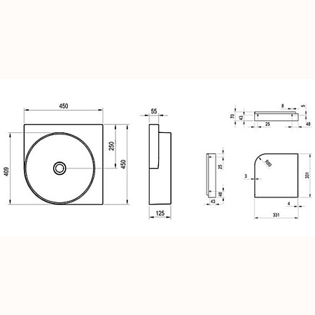 Раковина Ravak Yard 450 C XJX01045000 угловая