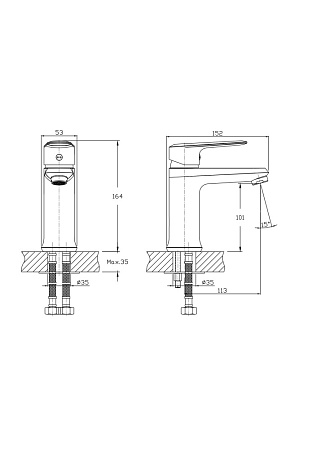 Смеситель для раковины RUSH Devon DE7535-11 хром