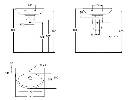 Раковина Vidima Сева Луп W407101