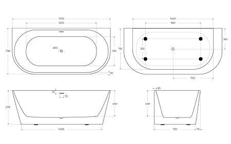 Акриловая ванна BelBagno BB710-1700-800 170x79 белый