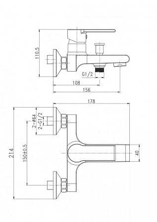 Смеситель Cersanit Brasko 63021 для ванны, хром