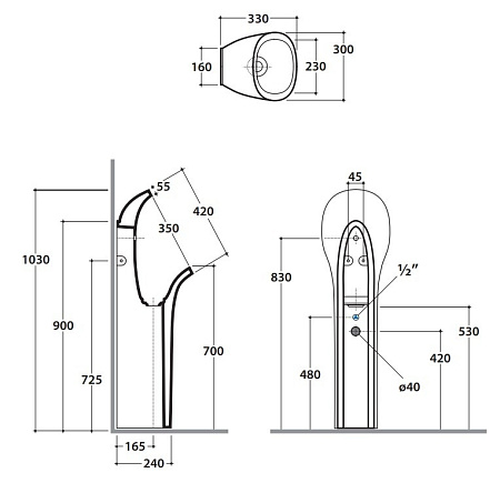 Писсуар Globo Olivia OL029.BI белый