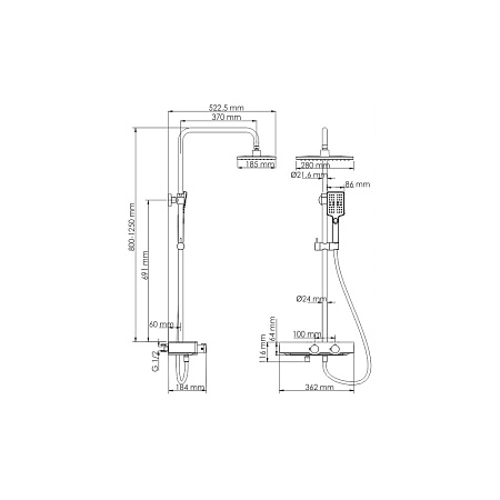 Душевая стойка WasserKRAFT Thermo A11301 хром