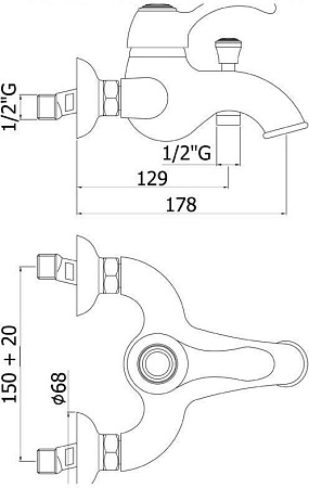 Смеситель Paffoni Flavia FA022BR для ванны с душем, бронза