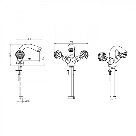Смеситель Boheme Imperiale Presente 331 для раковины, золото