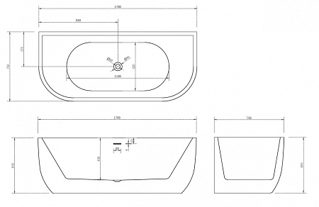 Акриловая ванна ABBER AB9316 170x75 белый