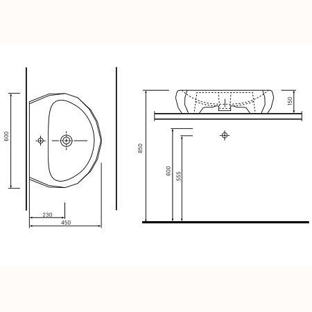 Раковина на столешницу beWash Bekinger 87601106 60x45x15 черный глянцевый