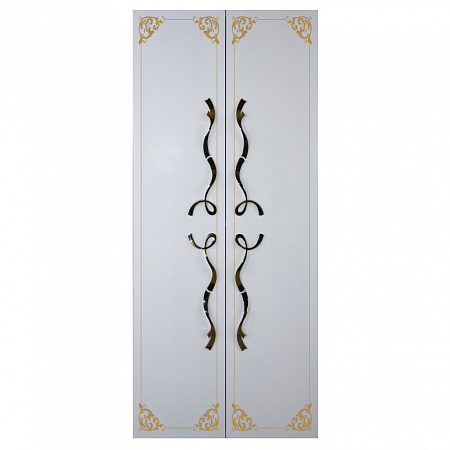 Шкаф-пенал Tessoro Laura TS-LA-2S-W/G/glass 60 с узором, белый глянец золото со стеклом