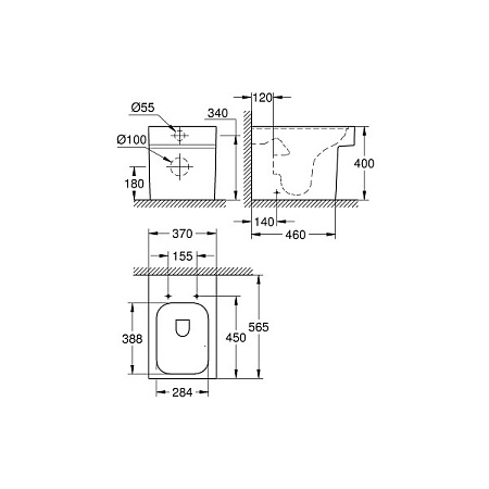 Унитаз приставной Grohe Cube 3948500H