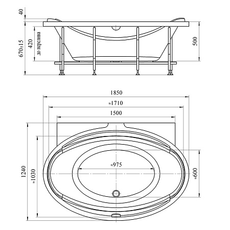 Акриловая ванна Radomir Лагуна Комфорт Luxe 1-01-5-0-3-026 185х124