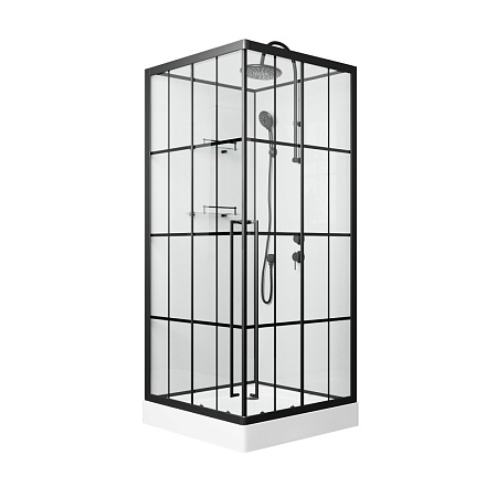 Душевая кабина Niagara Standart ST90/15QR/KL/BKT 90x90x225 черный матовый/прозрачный клетка