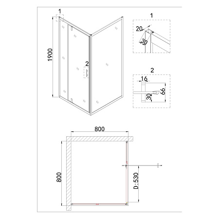 Душевой уголок Niagara Nova NG-83-8AВ+А80В 80х80 квадрат, прозрачное, черный