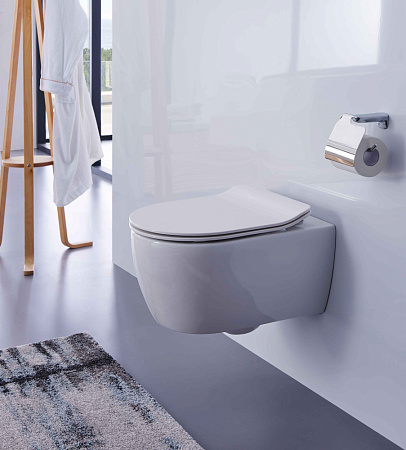 Унитаз подвесной SSWW CT2038V с тонкой крышкой, белый глянцевый