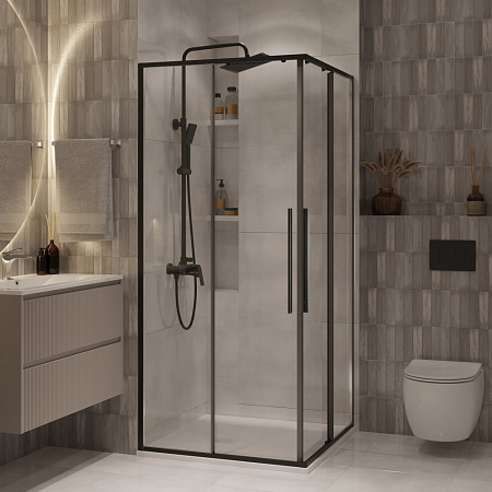 Душевой уголок Niagara Nova NG-6822-34BLACK 80x80x195 стекло прозрачное/профиль черный матовый