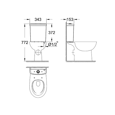 Бачок для унитаза Grohe Bau Ceramic 39436000 подводка снизу