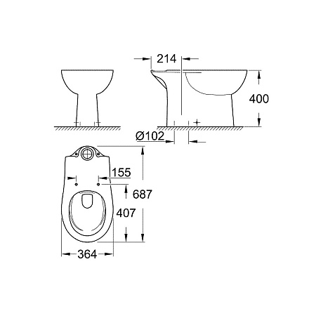Унитаз-компакт Grohe Bau Ceramic 39349000 горизонтальный выпуск, наполнение сбоку