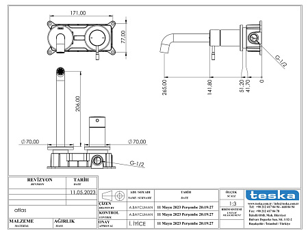 Смеситель для кухонной мойки Teska Atlas E5707 золото
