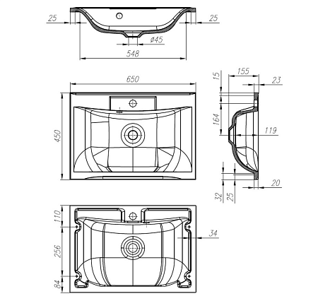 Тумба с раковиной BelBagno Marino MARINO-650-2C-SO-RG-P 65 rovere grigio