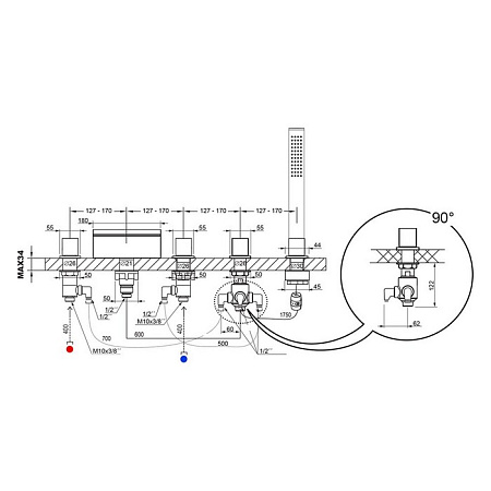 Смеситель Ravak WF 025.00 X070060 для ванны с душем